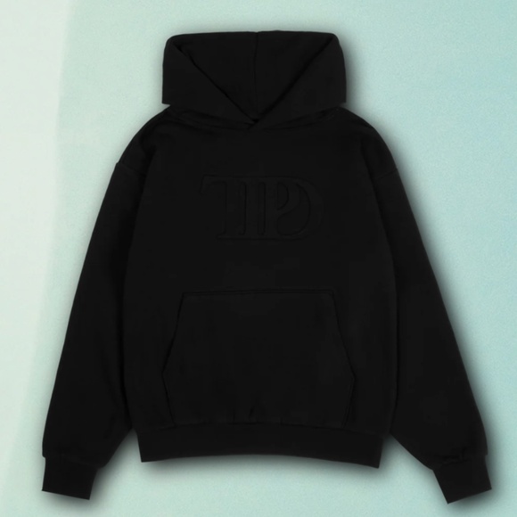 Taylor Swift TTPD Black Embossed Hoodie NEW - Picture 1 of 4